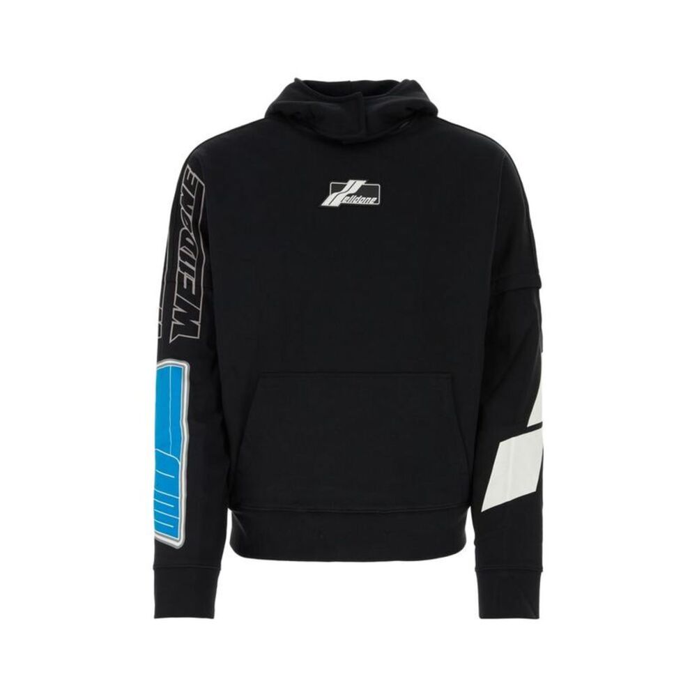 WE11DONE Oversized Graphic Hoodie Men BLACK Sweaters & Cardigans